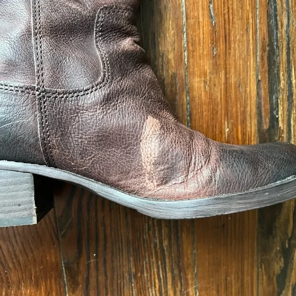 Lucky Brand Hackett Dark Brown Tall Distressed Riding  Boots - Picture 7 of 13